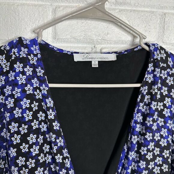 Lovers + Friends Isabelle Romper Belted Blue Scarf Floral size Small - Picture 4 of 7